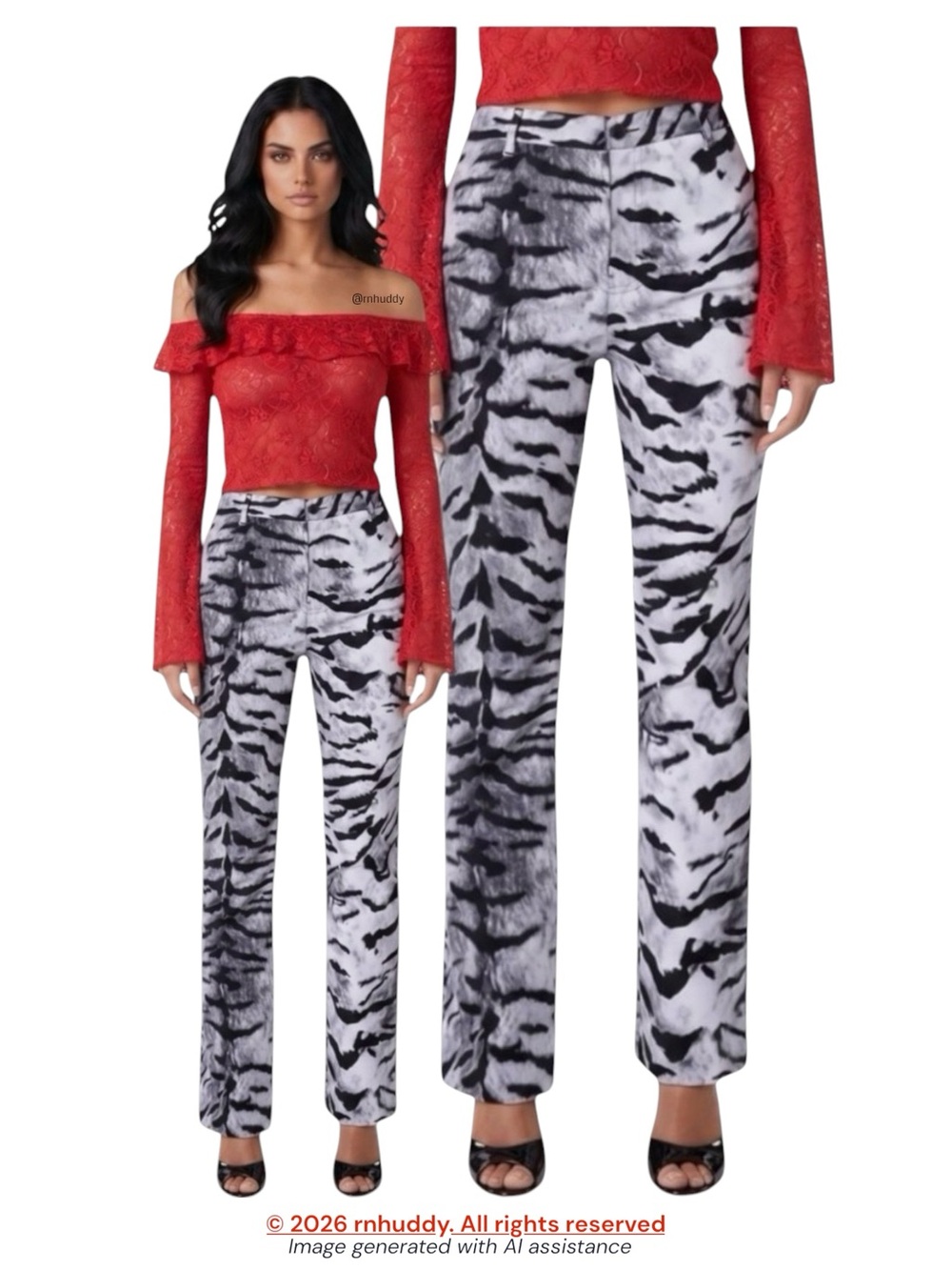 Motel S grey black Zoven tiger flare trouser